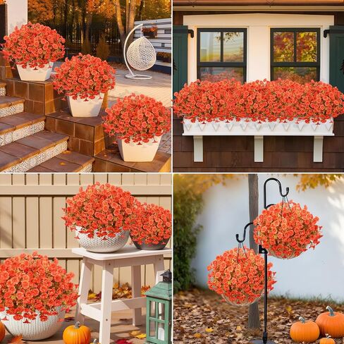 Martine Mall 12 حزم تبدو أزهارًا اصطناعية حقيقية للهواء الطلق ، والزهور الواقعة المزيفة في الهواء الطلق ، وأزهار الحرير الحريرية المقاومة للأشعة فوق البنفسجية للنباتات الخارجية للشرفة الخارجية ، والأبيض in Kuwait