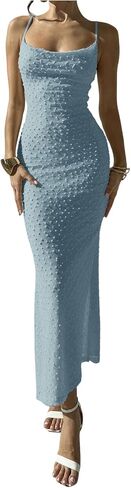 Floerns Women's Draped Cowl Neck Long Dress Spaghetti Strap Slit Party Bodycon Dresses in Saudi Arabia