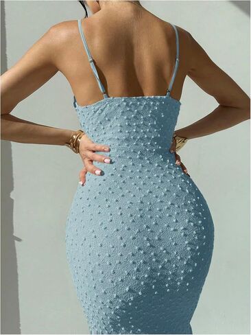 Floerns Women's Draped Cowl Neck Long Dress Spaghetti Strap Slit Party Bodycon Dresses in Saudi Arabia
