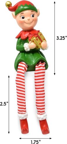 Gift Boutique Christmas Elves Figurines Table Top Decor Set of 3 Resin Sitting Elf with Dangling Legs Tabletop Decoration for Indoor in Saudi Arabia