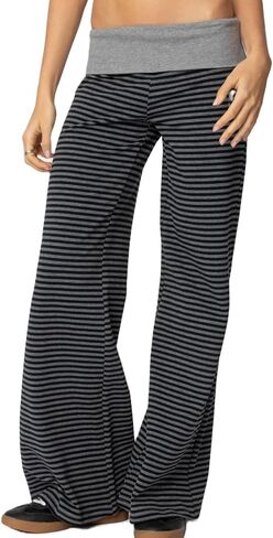سراويل يوجا نسائية قابلة للطي منخفضة الارتفاع سراويل رياضية مستقيمة الساق Y2k Bootcut قابلة للتمدد فضفاضة للجيم سراويل مضيئة in Kuwait