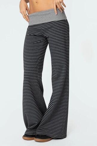 سراويل يوجا نسائية قابلة للطي منخفضة الارتفاع سراويل رياضية مستقيمة الساق Y2k Bootcut قابلة للتمدد فضفاضة للجيم سراويل مضيئة in Kuwait