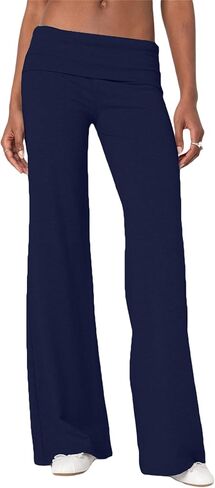 سراويل يوجا نسائية قابلة للطي منخفضة الارتفاع سراويل رياضية مستقيمة الساق Y2k Bootcut قابلة للتمدد فضفاضة للجيم سراويل مضيئة in Kuwait