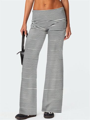 سراويل يوجا نسائية قابلة للطي منخفضة الارتفاع سراويل رياضية مستقيمة الساق Y2k Bootcut قابلة للتمدد فضفاضة للجيم سراويل مضيئة in Kuwait