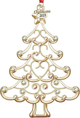 Christmas Ornaments 2024 Decorations for Christmas Tree, Metal Hanging Rhinestones Christmas Tree Decorations Indoor, Glitter Crafts Xmas Decors Annual Keepsake Gifts for Family Friends Holidays Home in Kuwait