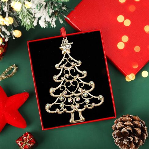 Christmas Ornaments 2024 Decorations for Christmas Tree, Metal Hanging Rhinestones Christmas Tree Decorations Indoor, Glitter Crafts Xmas Decors Annual Keepsake Gifts for Family Friends Holidays Home in Kuwait