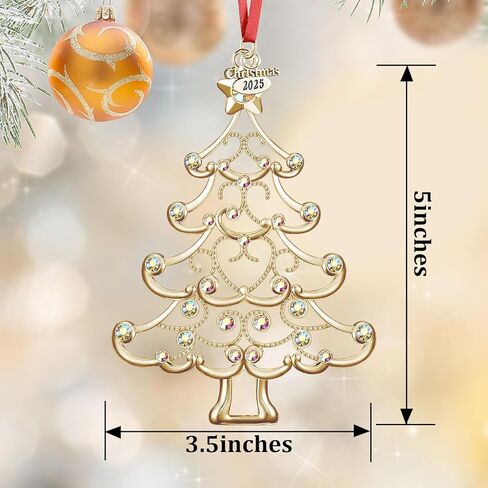 Christmas Ornaments 2024 Decorations for Christmas Tree, Metal Hanging Rhinestones Christmas Tree Decorations Indoor, Glitter Crafts Xmas Decors Annual Keepsake Gifts for Family Friends Holidays Home in Kuwait