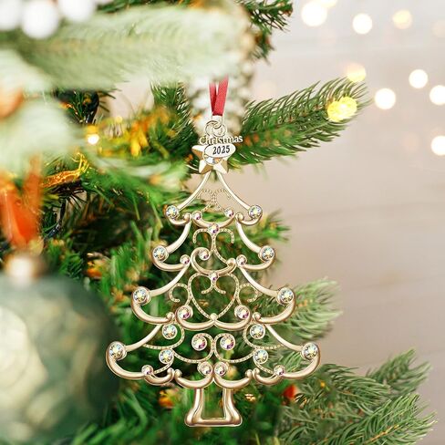 Christmas Ornaments 2024 Decorations for Christmas Tree, Metal Hanging Rhinestones Christmas Tree Decorations Indoor, Glitter Crafts Xmas Decors Annual Keepsake Gifts for Family Friends Holidays Home in Kuwait