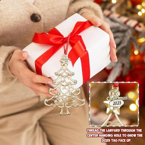 Christmas Ornaments 2024 Decorations for Christmas Tree, Metal Hanging Rhinestones Christmas Tree Decorations Indoor, Glitter Crafts Xmas Decors Annual Keepsake Gifts for Family Friends Holidays Home in Kuwait