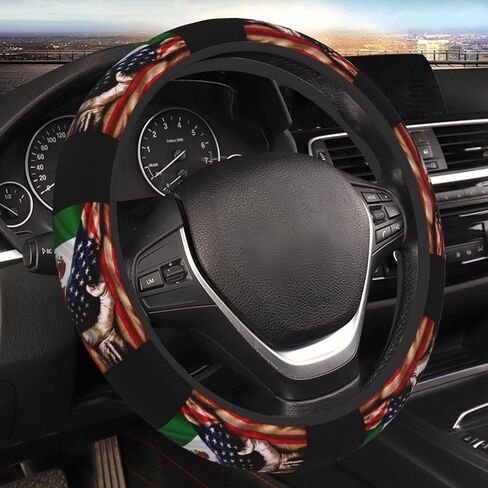 America and Mexico Mexican Mex Flag Steering Wheel Cover for Men Women Universal Fit 15 Inch Anti-Slip Elastic Thickened Steering Wheel Cover in Saudi Arabia
