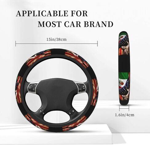 America and Mexico Mexican Mex Flag Steering Wheel Cover for Men Women Universal Fit 15 Inch Anti-Slip Elastic Thickened Steering Wheel Cover in Saudi Arabia