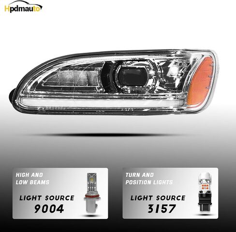 Headlights for Peterbilt 387 325 330 335 337 340 348 382 384 386 Truck High and Low Beam Bulb Left Driver and Right Passenger Side Pair LED Headlamp(Grey) in Saudi Arabia