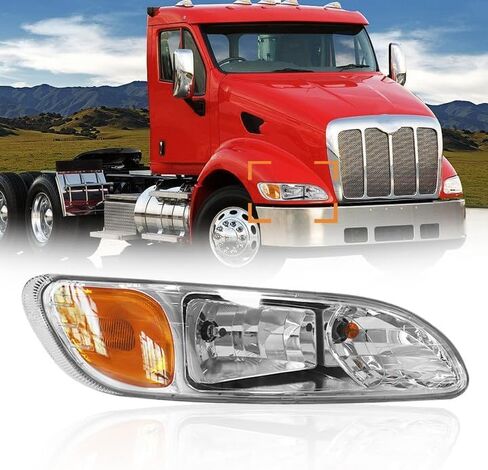 المصابيح الأمامية لـ Peterbilt 387 325 330 335 337 340 348 382 384 386 لمبة الشعاع العالية والمنخفضة للشاحنة كشافات جانبية للركاب الأيمن (يمين) in Saudi Arabia