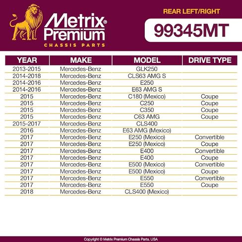 Metrix Premium Chassis Parts - Rear Left & Right Sway Bar Stabilizer End Link Kit Fits 08-09 Mercedes-Benz C230, 08-09 C280 Mexico, 08-14 C300, 08-14 C350, 08-14 C63 AMG K700342 K700341 Made in Europe in Saudi Arabia