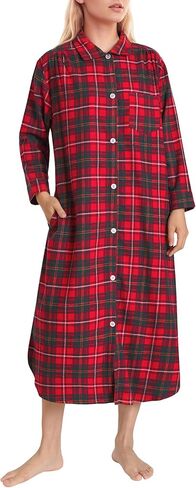 Latuza Women's Cotton Flannel Button Down Nightgown with Pockets in Kuwait