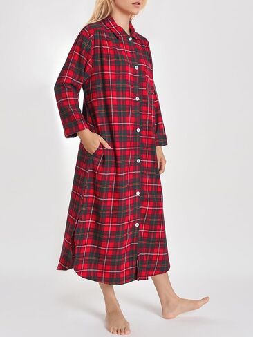 Latuza Women's Cotton Flannel Button Down Nightgown with Pockets in Kuwait