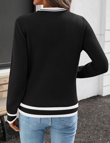 Womens Crew Neck Long Sleeve Pullover Sweater Casual Knit Tops Lightweight Fall Sweaters for Women 2025 Fashion in Saudi Arabia