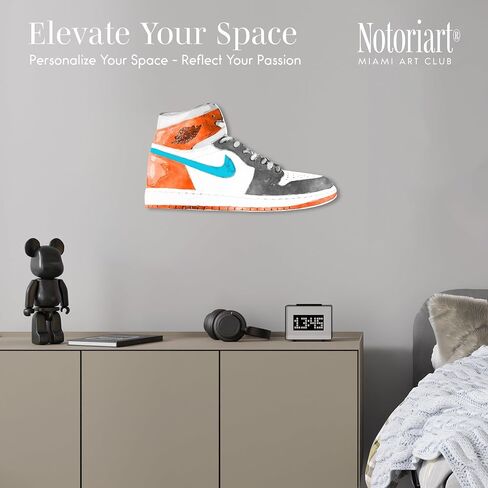 Modern Sneaker Acrylic Wall Art Die-Cut Easy-to-Hang, 19" x 10.5", Colorful Splashes Sneaker Shape in Saudi Arabia