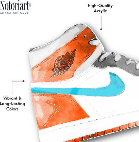 Modern Sneaker Acrylic Wall Art Die-Cut Easy-to-Hang, 19" x 10.5", Colorful Splashes Sneaker Shape in Saudi Arabia