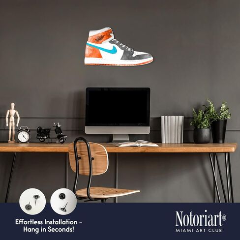 Modern Sneaker Acrylic Wall Art Die-Cut Easy-to-Hang, 19" x 10.5", Colorful Splashes Sneaker Shape in Saudi Arabia