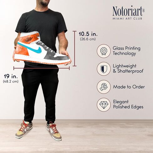 Modern Sneaker Acrylic Wall Art Die-Cut Easy-to-Hang, 19" x 10.5", Colorful Splashes Sneaker Shape in Saudi Arabia