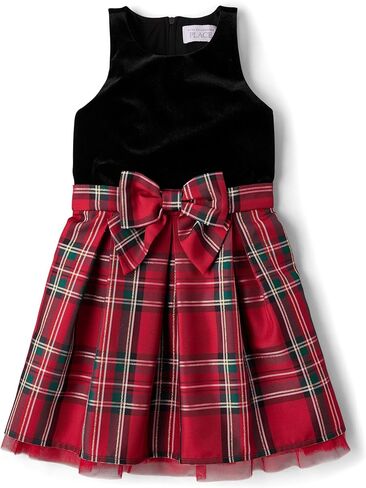 The Children's Place Girls' Sleeveless Dressy Dresses, Black/White Velour, 14 in Kuwait