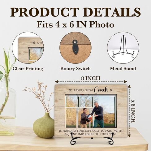 Coach Appreciation Picture Frame, A Truly Great Coach Is Hard To Find Photo Frame, Soccer Basketball Baseball Coach Gifts, Birthday Christmas Gifts For Coach, Home Office Wooden Frame With Stand-66 in Kuwait
