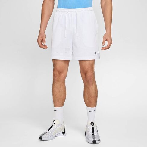 شورت كرة السلة الشبكي Dri-FIT مقاس 5 بوصات من نايكي للرجال (HV1880-100، أبيض/أسود) in Saudi Arabia