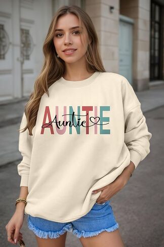 Womens Aunt Sweatshirt Cool Aunt Club Shirt Funny Auntie Letter Print Pullover Tops Crewneck Sweatshirt for Auntie in Kuwait