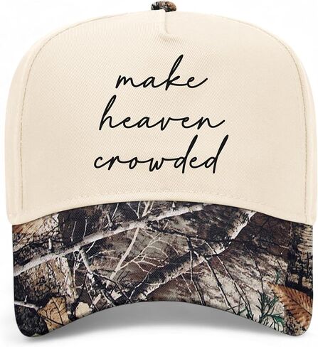 Make Heaven Crowded Cursive Vintage Trucker Hat | Premium Adjustable Christian Snapback Baseball Hat for Men & Women in Kuwait