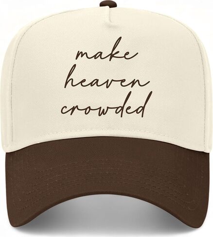 Make Heaven Crowded Cursive Vintage Trucker Hat | Premium Adjustable Christian Snapback Baseball Hat for Men & Women in Kuwait