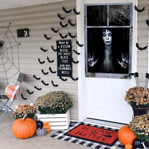 2 Pack Halloween Horror Curtain, Halloween Decoration,Window Door Cover (32 * 47 Inch) in Kuwait