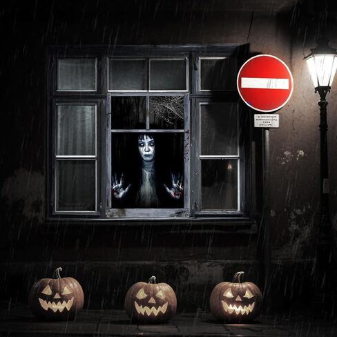 2 Pack Halloween Horror Curtain, Halloween Decoration,Window Door Cover (32 * 47 Inch) in Kuwait