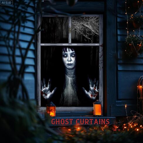 2 Pack Halloween Horror Curtain, Halloween Decoration,Window Door Cover (32 * 47 Inch) in Kuwait