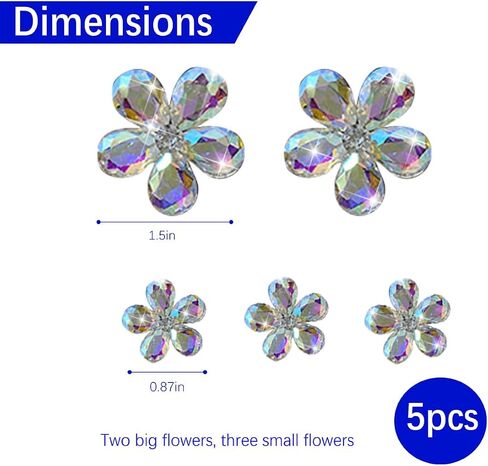 Bling Daisy Flower Car Air Vent Clips, 5PCS Sparkling Crystal Rhinestone Cute Vehicle Air Conditioning Clamp, Diamond Auto Air Outlet Clip Decor for Women Girls, Universal Fit (Multicolor) in Kuwait