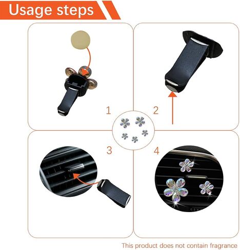 Bling Daisy Flower Car Air Vent Clips, 5PCS Sparkling Crystal Rhinestone Cute Vehicle Air Conditioning Clamp, Diamond Auto Air Outlet Clip Decor for Women Girls, Universal Fit (Multicolor) in Kuwait