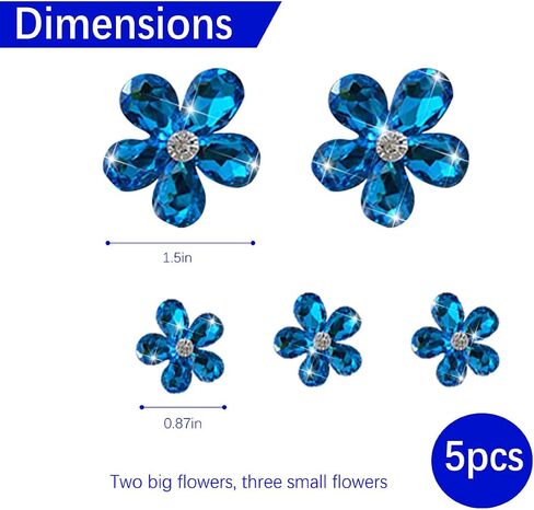 Bling Daisy Flower Car Air Vent Clips, 5PCS Sparkling Crystal Rhinestone Cute Vehicle Air Conditioning Clamp, Diamond Auto Air Outlet Clip Decor for Women Girls, Universal Fit (Multicolor) in Kuwait