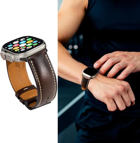 Vintage Leather Bands Compatible with Apple Watch Band 38mm 40mm 41mm 44mm 45mm 46mm 49mm,Wax Oil-tanned Leather Strap for Men Women iWatch Ultra 3/2/1 SE SE2 SE3 Series 11 10 9 8 7 6 5 4 3 2 1 in Saudi Arabia