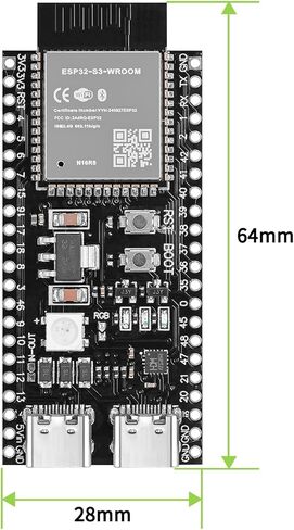 3pcs ESP32-S3-DevKitC-1-N16R8 Development Board Integrated 2.4GHz WiFi Bluetooth 5.0 ESP32-S3-WROOM-1 Microcontroller Processor Dual Type C Interface for Arduino in Kuwait