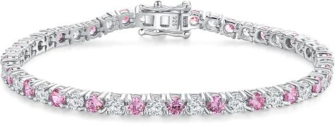 Birthstone Tennis Bracelets Sterling Silver 3.5mm 5a Cubic Zirconia Amethyst, Aquamarine, Emerald, Ruby, Peridot or Blue Sapphire Tennis Bracelet for Women with Toggle Clasp, 7.25" in Kuwait