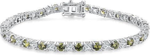 Birthstone Tennis Bracelets Sterling Silver 3.5mm 5a Cubic Zirconia Amethyst, Aquamarine, Emerald, Ruby, Peridot or Blue Sapphire Tennis Bracelet for Women with Toggle Clasp, 7.25" in Saudi Arabia
