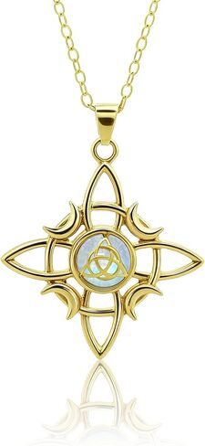 Witches Knot Necklace Sterling Silver - Celtic Knot Necklace Wiccan Moonstone Pendant, Protection Jewelry, Nudo De Bruja Jewelry Gifts for Women in Saudi Arabia