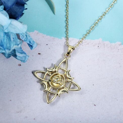 Witches Knot Necklace Sterling Silver - Celtic Knot Necklace Wiccan Moonstone Pendant, Protection Jewelry, Nudo De Bruja Jewelry Gifts for Women in Saudi Arabia