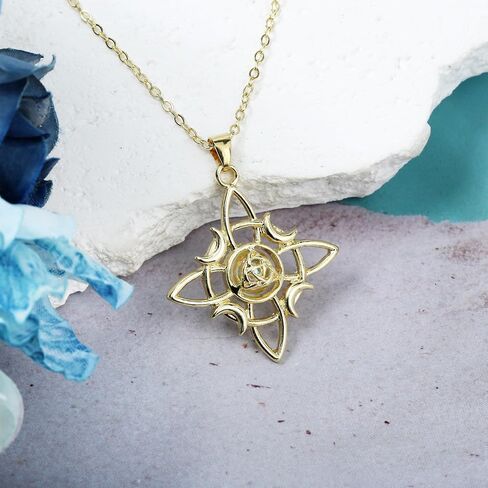Witches Knot Necklace Sterling Silver - Celtic Knot Necklace Wiccan Moonstone Pendant, Protection Jewelry, Nudo De Bruja Jewelry Gifts for Women in Saudi Arabia