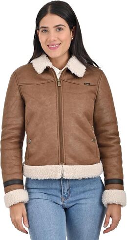 Wrangler WOMEN’S AVIATOR JACKET – SHERPA TRIM STREETWESTERN STYLE IN BLACK. in Saudi Arabia