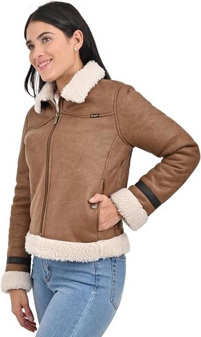 Wrangler WOMEN’S AVIATOR JACKET – SHERPA TRIM STREETWESTERN STYLE IN BLACK. in Saudi Arabia