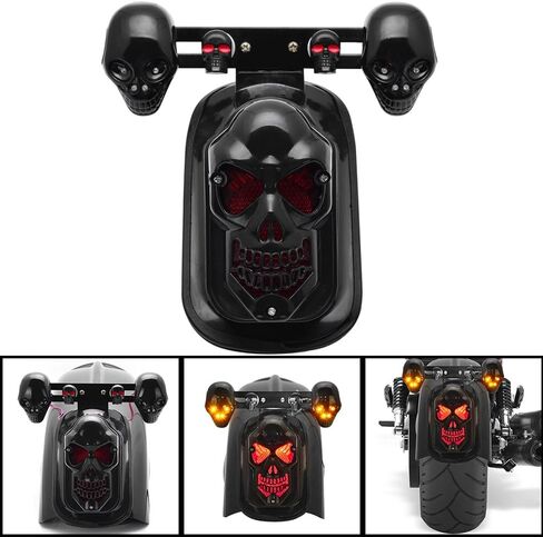 Black Motorcycle Skull Brake Stop Tail Lamp Integrated Turn Signal Light For Harley Honda Kawasaki Suzuki Yamaha Custom in Saudi Arabia