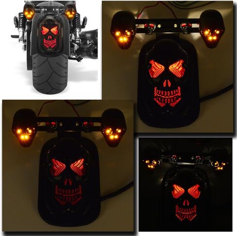 Black Motorcycle Skull Brake Stop Tail Lamp Integrated Turn Signal Light For Harley Honda Kawasaki Suzuki Yamaha Custom in Saudi Arabia