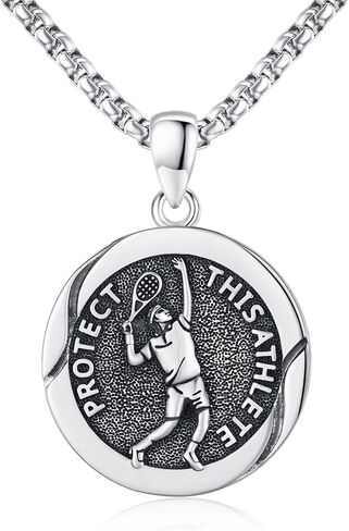 925 Sterling Silver Athlete Protection Necklace Sports Theme Amulet with Stainless Steel Chain in Saudi Arabia