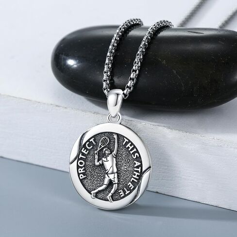 925 Sterling Silver Athlete Protection Necklace Sports Theme Amulet with Stainless Steel Chain in Saudi Arabia